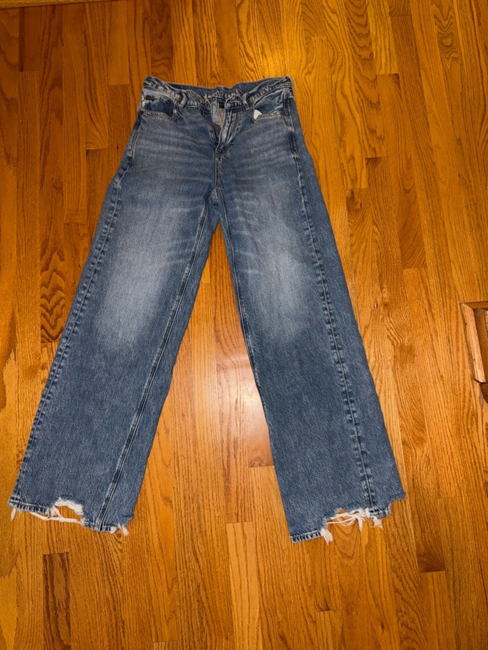 AE Women's High-Waist Wide-Leg Blue Jeans
